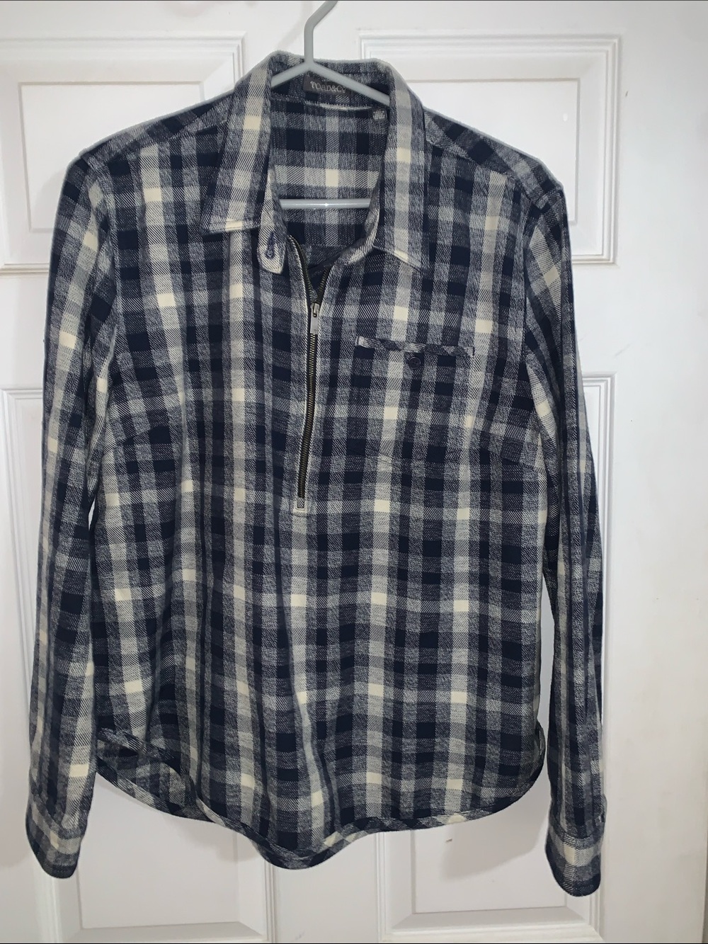 Toad&Co Navy and White Plaid Button-Up Shirt